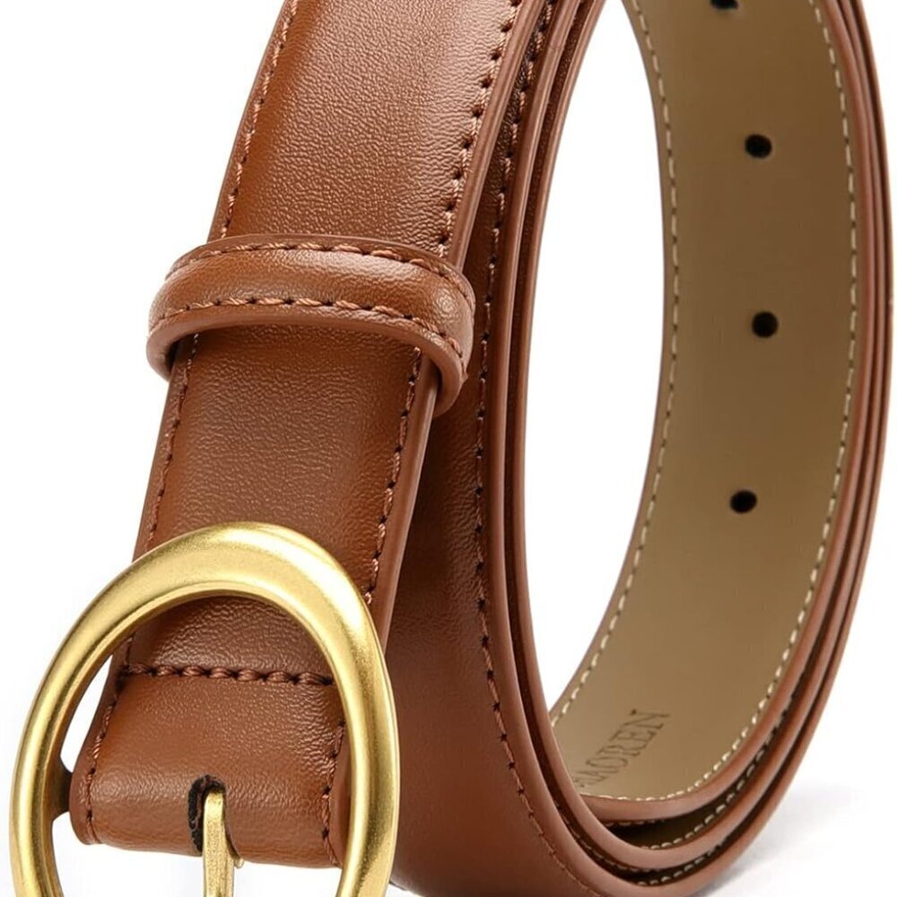 Women Belt Casual Leather 29-30 Dress Jeans Gold Buckle Fashion Accessory